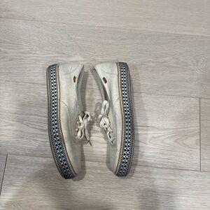 White Canvas Sneakers with Patterned Sole